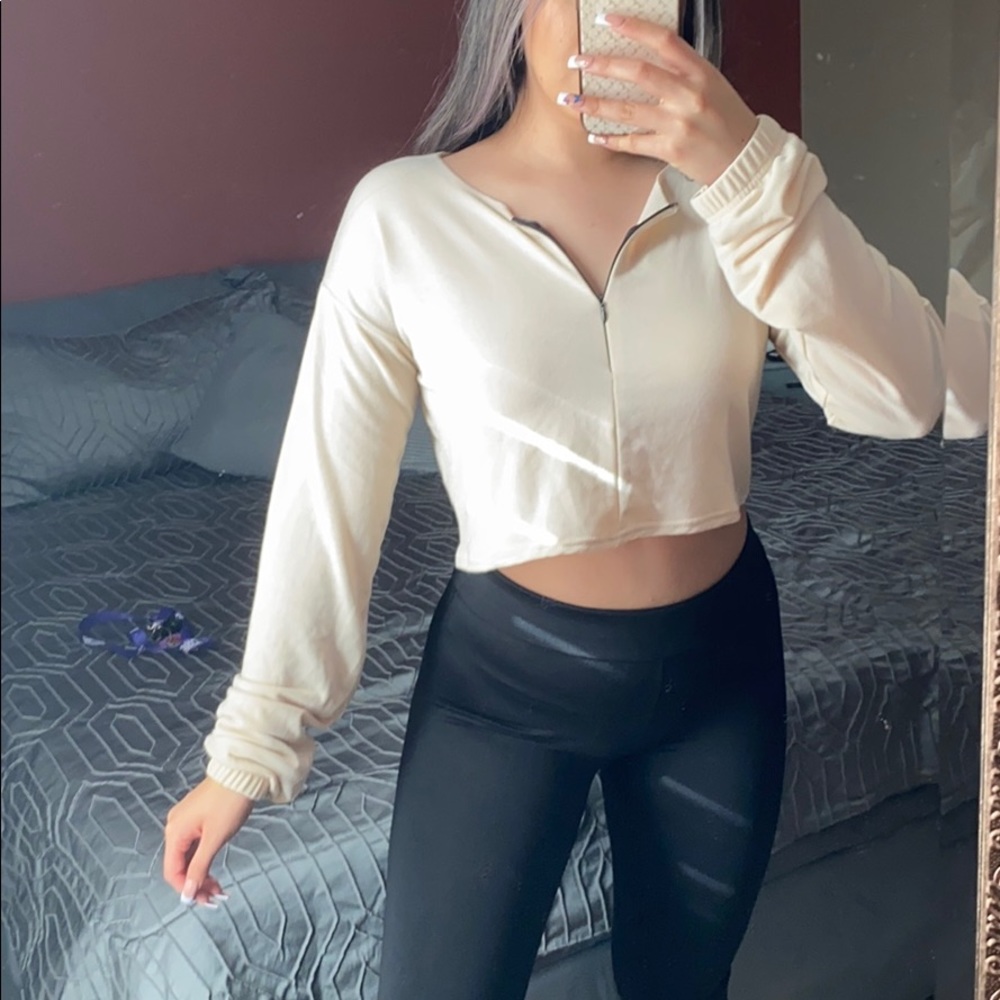 Half-Zip Cropped Sweater